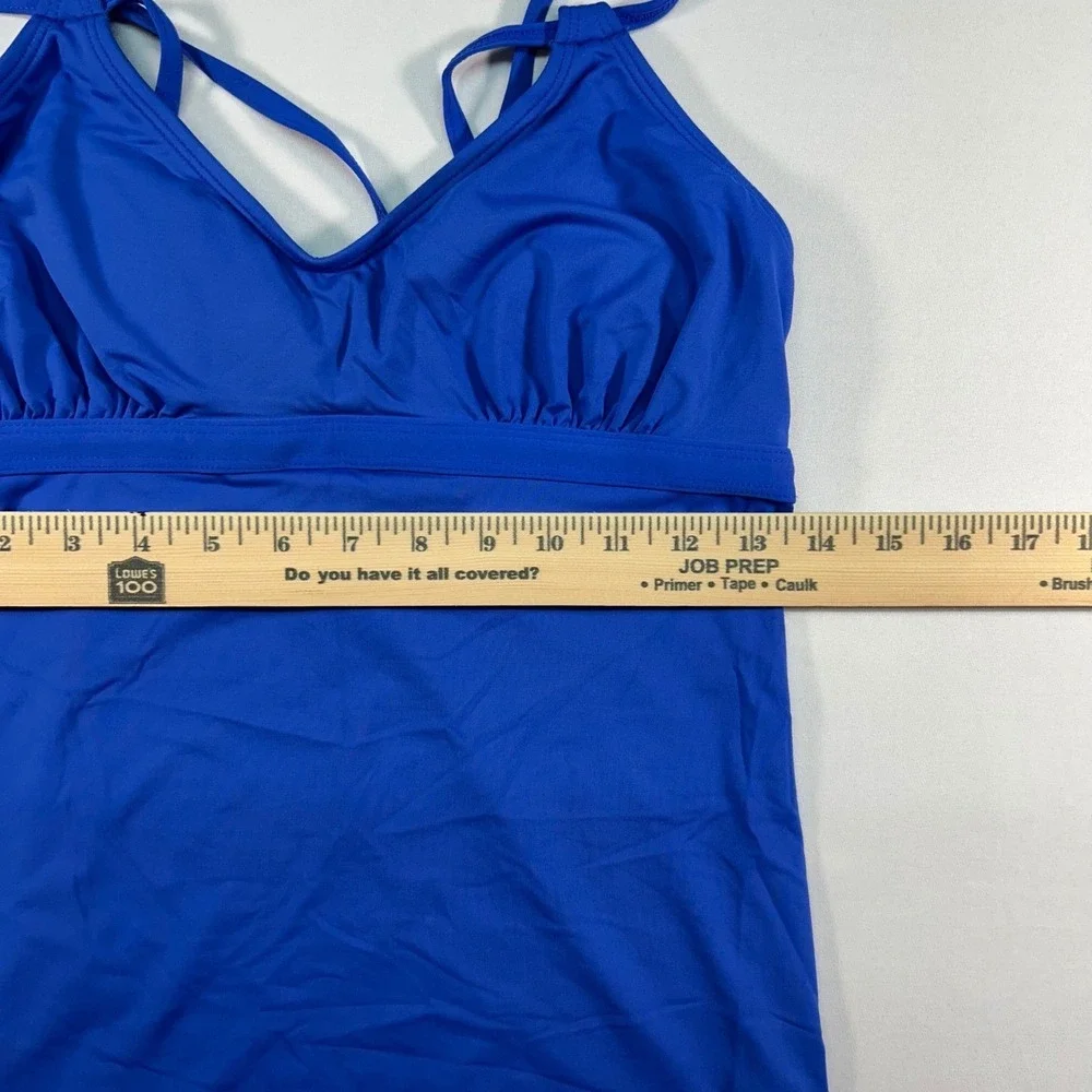 Athleta Royal Blue Tankini Swim Top Small Adjustable Straps Ruched Bust RN 54023